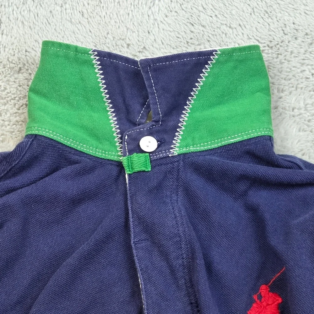 VTG Ralph Lauren Rugby Polo Boys XL Big Pony Short Sleeve Cotton Pique Navy Blue